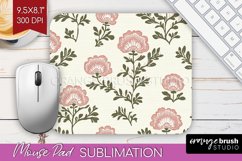 Vintage Flowers Mouse Pad Sublimation - Floral Mousepad PNG Product Image 1