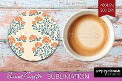 Vintage Flowers Round Coaster - Floral Coaster PNG Product Image 1