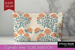 Vintage Flowers Cosmetic Bag - Floral Makeup Bag PNG Product Image 1