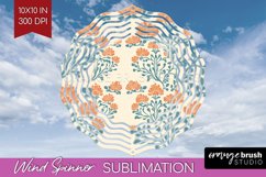 Vintage Flowers Wind Spinner Sublimation PNG - Floral Round Product Image 1
