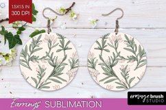 Vintage Flowers Round Earrings - Floral PNG Sublimation Product Image 1