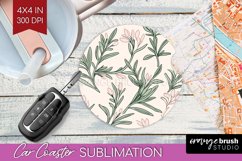 Vintage Flowers Car Coaster - Floral Coaster PNG Sublimation Product Image 1