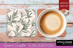 Vintage Flowers Square Coaster - Floral Coaster PNG Product Image 1