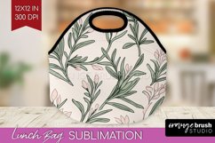 Vintage Flowers Lunch Bag - Floral Lunch Bug PNG Sublimation Product Image 1