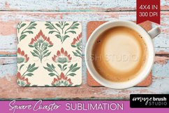 Vintage Flowers Square Coaster - Floral Coaster PNG Product Image 1