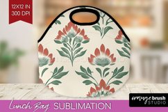 Vintage Flowers Lunch Bag - Floral Lunch Bug PNG Sublimation Product Image 1