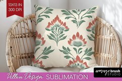 Vintage Flowers Pillow Sublimation - Floral Pillow Cover PNG Product Image 1