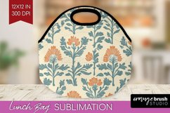 Vintage Flowers Lunch Bag - Floral Lunch Bug PNG Sublimation Product Image 1
