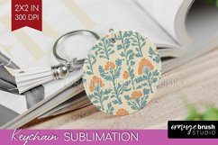 Vintage Flowers Keychain PNG - Floral Keychain Sublimation Product Image 1