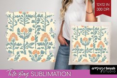 Vintage Flowers Tote Bag - Floral Tote Bag PNG Sublimation Product Image 1