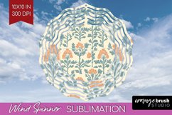 Vintage Flowers Wind Spinner Sublimation PNG - Floral Round Product Image 1