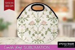 Vintage Flowers Lunch Bag - Floral Lunch Bug PNG Sublimation Product Image 1