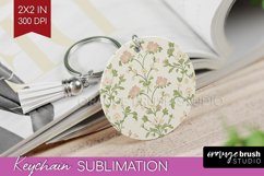 Vintage Flowers Keychain PNG - Floral Keychain Sublimation Product Image 1