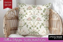 Vintage Flowers Pillow Sublimation - Floral Pillow Cover PNG Product Image 1