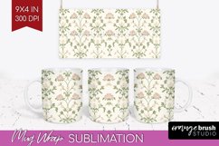 Vintage Flowers Mug Wrap - Floral Mug PNG Sublimation Product Image 1