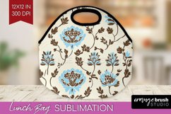 Vintage Flowers Lunch Bag - Floral Lunch Bug PNG Sublimation Product Image 1