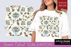 Vintage Flowers Square Tshirt Background - Floral PNG Product Image 1
