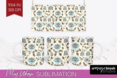 Vintage Flowers Mug Wrap - Floral Mug PNG Sublimation Product Image 1