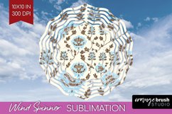 Vintage Flowers Wind Spinner Sublimation PNG - Floral Round Product Image 1