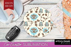 Vintage Flowers Car Coaster - Floral Coaster PNG Sublimation Product Image 1