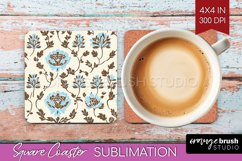 Vintage Flowers Square Coaster - Floral Coaster PNG Product Image 1