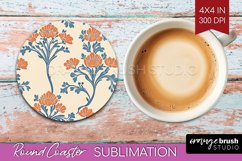 Vintage Flowers Round Coaster - Floral Coaster PNG Product Image 1
