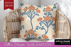 Vintage Flowers Pillow Sublimation - Floral Pillow Cover PNG Product Image 1