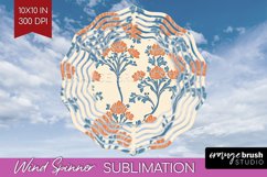 Vintage Flowers Wind Spinner Sublimation PNG - Floral Round Product Image 1