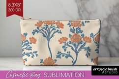 Vintage Flowers Cosmetic Bag - Floral Makeup Bag PNG Product Image 1