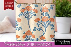 Vintage Flowers Tumbler Wrap - Floral Tumbler PNG Product Image 1
