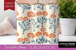 Vintage Flowers Tumbler Wrap - Floral Tumbler PNG Product Image 1