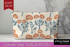 Vintage Flowers Cosmetic Bag - Floral Makeup Bag PNG Product Image 1