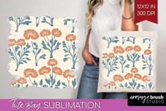 Vintage Flowers Tote Bag - Floral Tote Bag PNG Sublimation Product Image 1