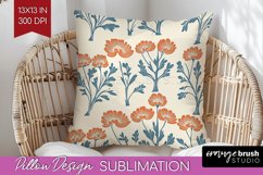 Vintage Flowers Pillow Sublimation - Floral Pillow Cover PNG Product Image 1