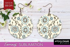 Vintage Flowers Round Earrings - Floral PNG Sublimation Product Image 1