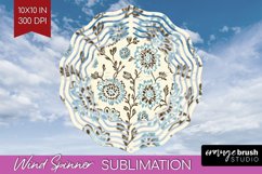 Vintage Flowers Wind Spinner Sublimation PNG - Floral Round Product Image 1