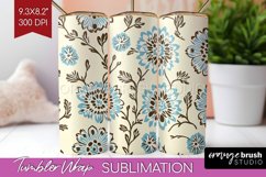 Vintage Flowers Tumbler Wrap - Floral Tumbler PNG Product Image 1