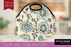 Vintage Flowers Lunch Bag - Floral Lunch Bug PNG Sublimation Product Image 1