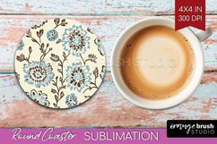 Vintage Flowers Round Coaster - Floral Coaster PNG Product Image 1