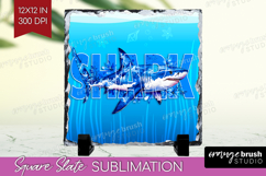 Shark Floral Slate PNG Sea Blue Square Slate Sublimation Product Image 1