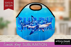 Shark Floral Lunch Bag Sea Blue Lunch Bug PNG Sublimation Product Image 1