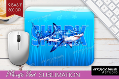 Shark Floral Mouse Pad Sublimation Sea Blue Mousepad PNG Product Image 1