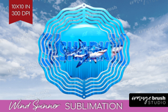 Shark Floral Wind Spinner Sublimation PNG Sea Blue Round Product Image 1
