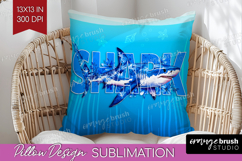 Shark Floral Pillow Sublimation Sea Blue Pillow Cover PNG Product Image 1