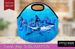 Shark Floral Lunch Bag Sea Blue Lunch Bug PNG Sublimation Product Image 1