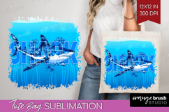 Shark Floral Tote Bag Sea Blue Tote Bag PNG Sublimation Product Image 1