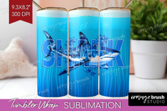 Shark Floral Tumbler Wrap Sea Blue Tumbler PNG Sublimation Product Image 1