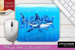 Shark Floral Mouse Pad Sublimation Sea Blue Mousepad PNG Product Image 1