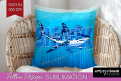 Shark Floral Pillow Sublimation Sea Blue Pillow Cover PNG Product Image 1