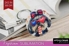 Shih Tzu Dog Keychain PNG 4th Of July Keychain Sublimation Product Image 1